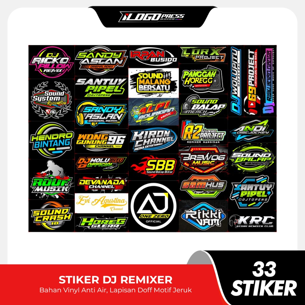 

Stiker DJ Remixer 69 Project Brewog - Isi 33 Stiker - AJY Sandy Aslan Ricko Pillow