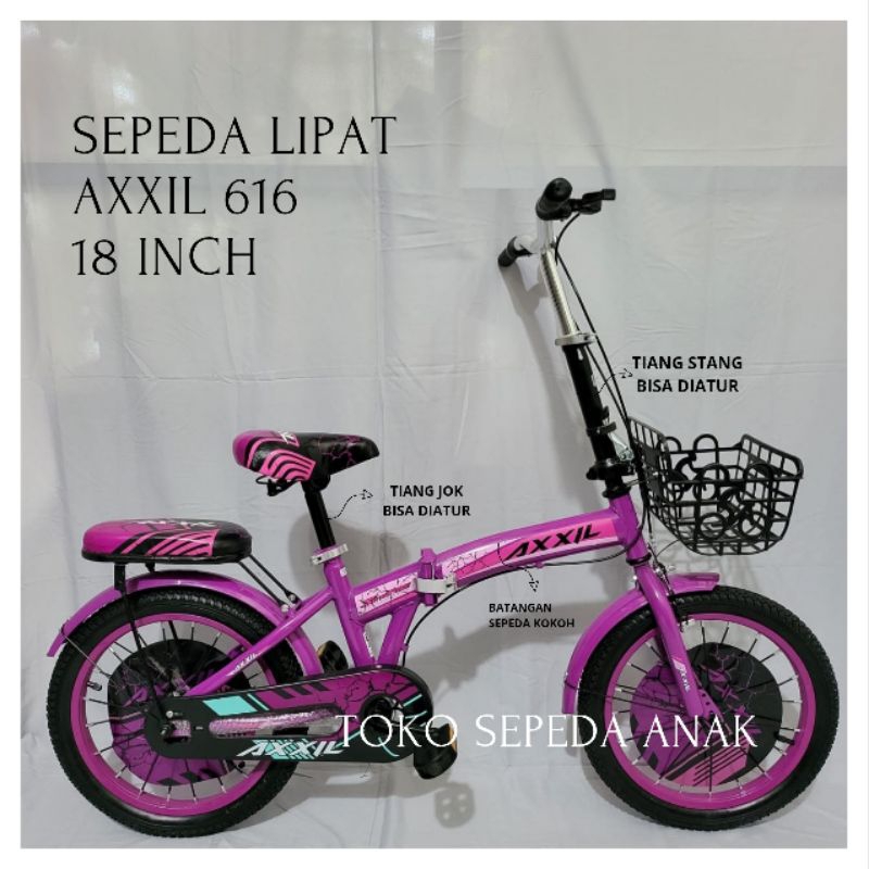 Sepeda Lipat Anak Axxil 616 18 Inch Keranjang Depan