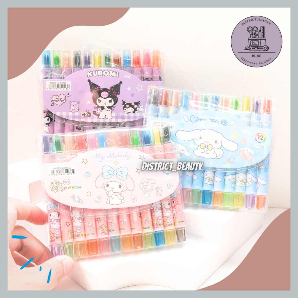 

KRAYON PUTAR MINI SANRIO KRAYON TWIST LABUBU ISI 12 PCS WARNA KRAYON CRAYON STICK PUTAR SANRIO TERMURAH