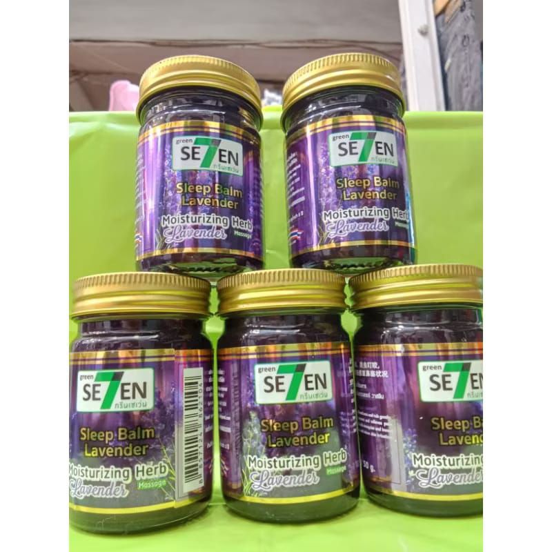 GREEN SEVEN HERBAL SLEEP BALM LAVENDER 50GR Green7 Balsem Thailand Lavender Moisturizing Herbal Gree