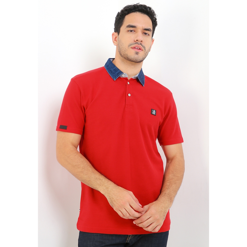 X EIGHT Carlson Polo Shirts  - Baju Polo Pria Lengan Pendek Merah