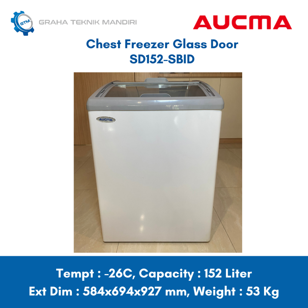 Aucma Chest Freezer Flat Glass Door 110 Liter SD152-SBID