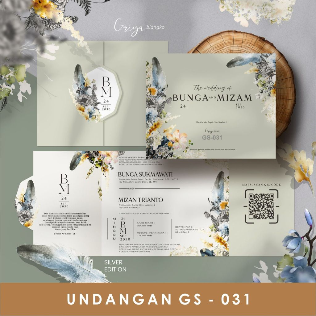 Undangan pernikahan blangko griya gs 031 nikah wedding simple  murah