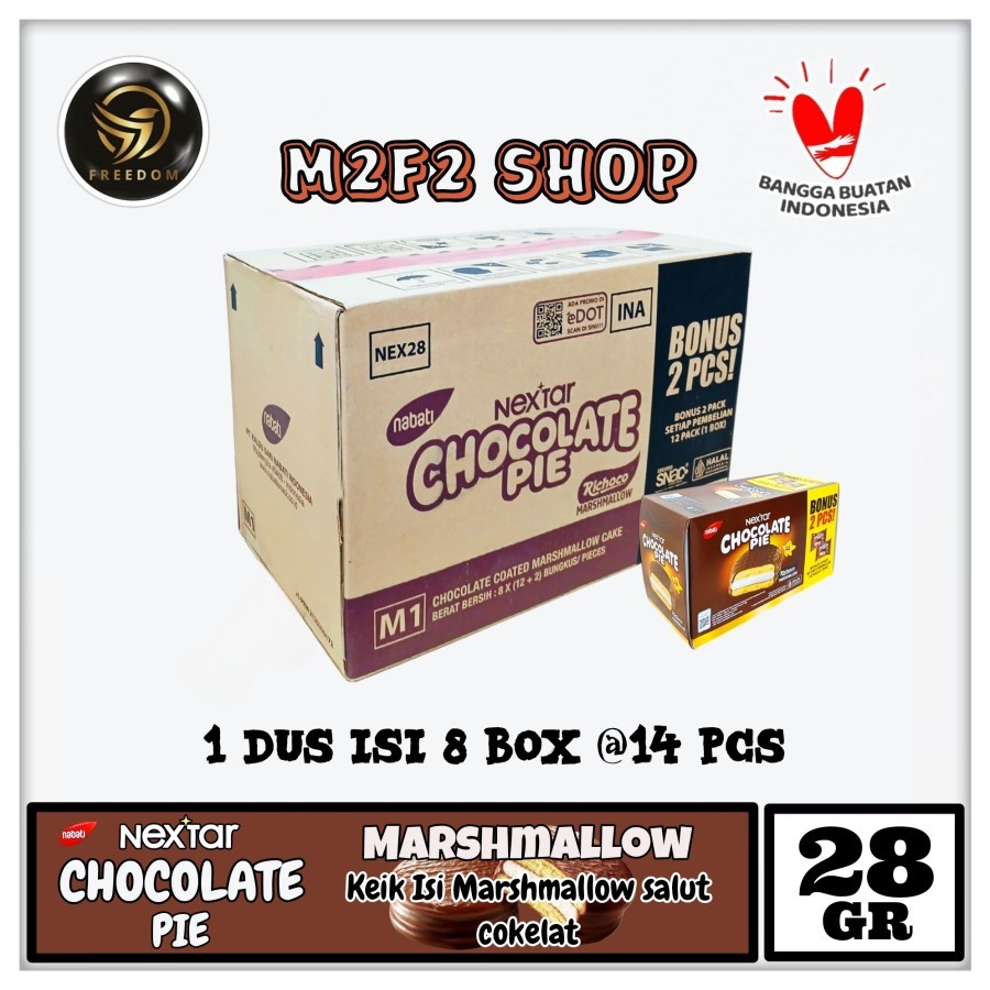 

Nabati Nextar Chocolate Pie Richoco Marshmallow Cake | Kue Kukis Lapis Cokelat - 28 gr (Kemasan Karton)