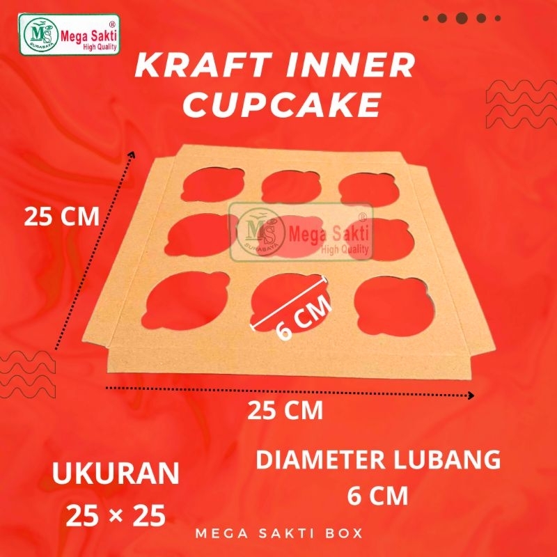 

(ISI 10 PCS) KRAFT INNER CUPCAKE LUBANG 9 KARDUS BOX KOTAK HAMPERS SOUVENIR