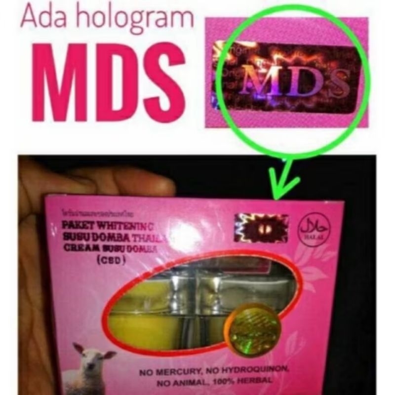 Pemutih Wajah Cream Susu Domba Thailand Ori MDS Hologram MDS Pink