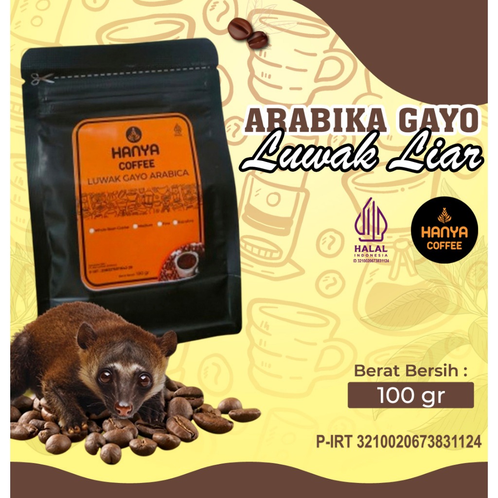 

Kopi Arabika Luwak liar Aceh Gayo roasted beans 100 gram - Hanya Coffee