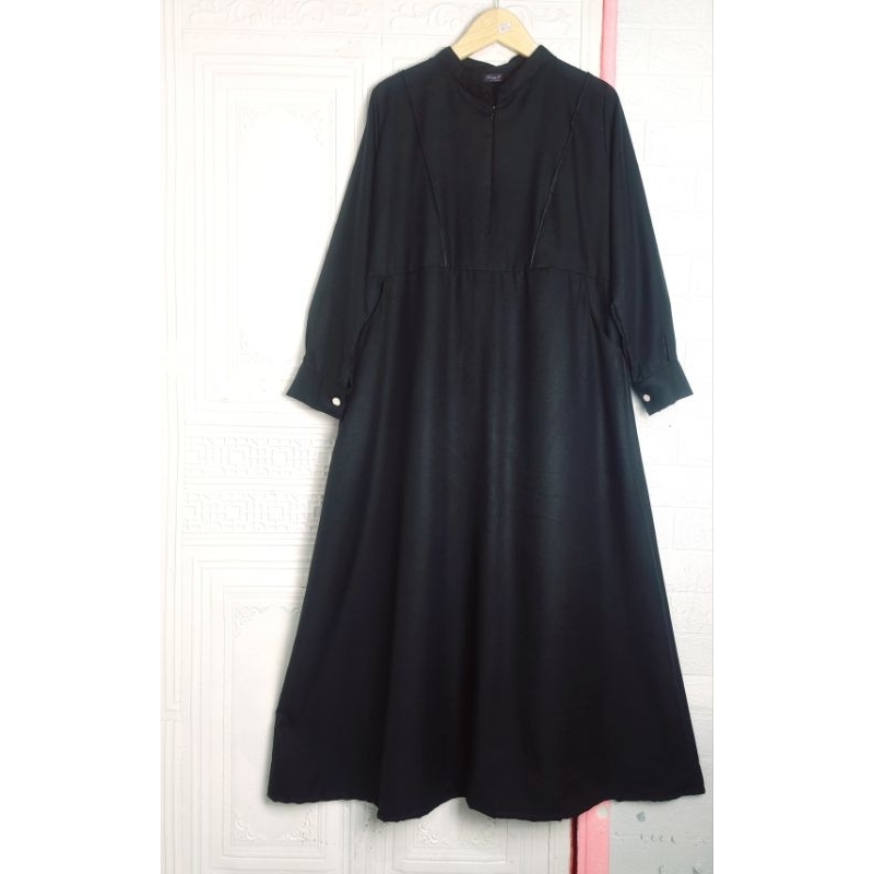 Gamis hitam /gamis Muya fashion katun madina