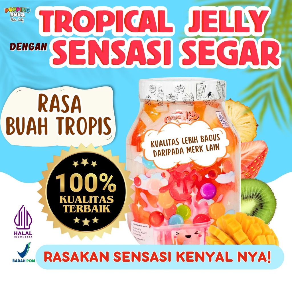 

QQ Jelly | Tropical Jelly 500 Gram | Jelly Rasa Buah Tropis | Rainbow Jelly | Topping Minuman - Popping Boba Nata Jelly