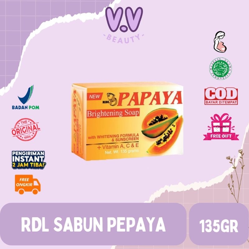 RDL - Pepaya Brightening soap Sabun Pepaya rdl with whitening formula & sunscreen 135gr