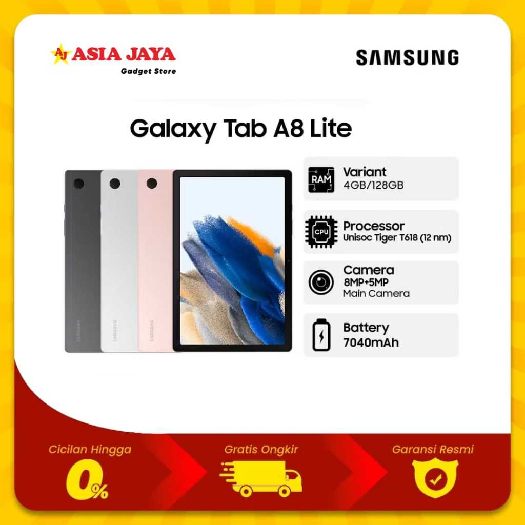 Tablet Samsung Galaxy Tab A8 LTE Garansi Resmi 1 Tahun - Warna Grey