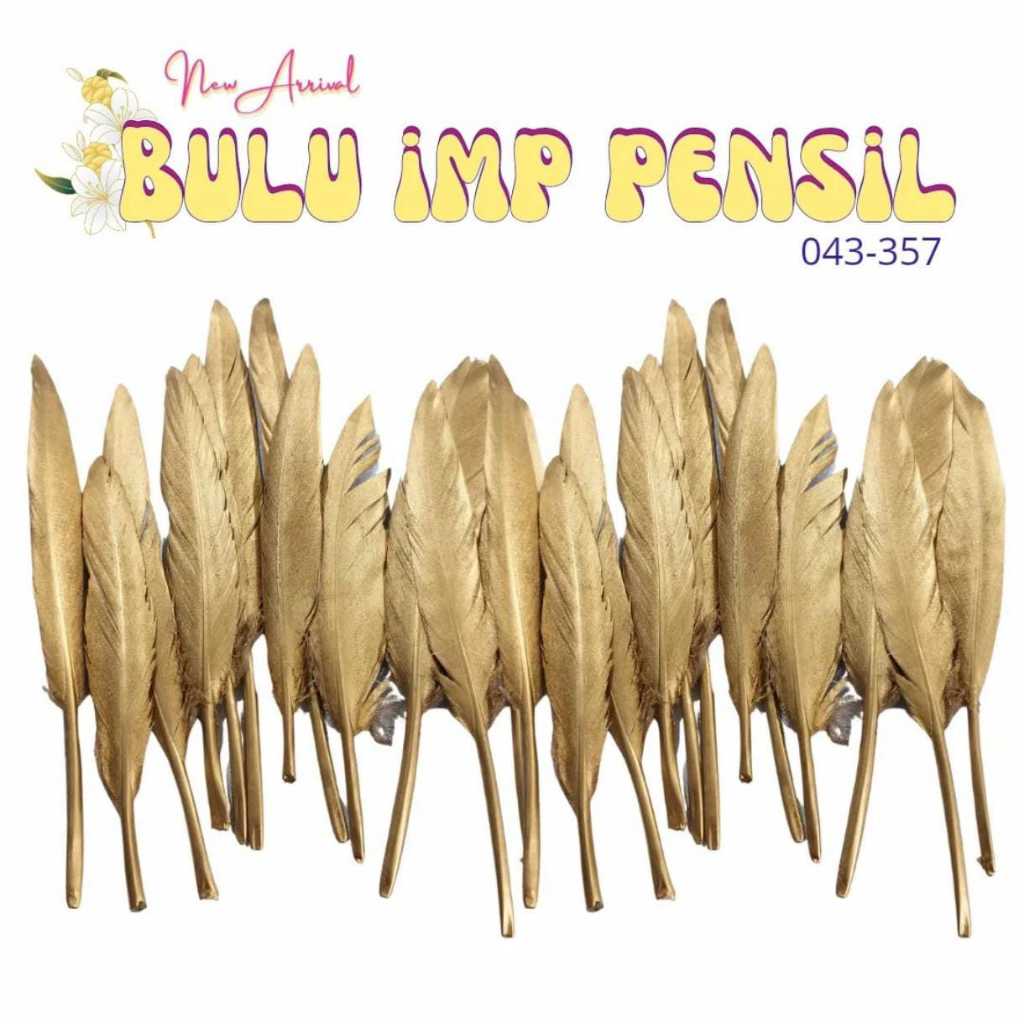 Bulu Pensil 13-15cm Metalik Mas/Bulu Variasi/Bulu Ayam