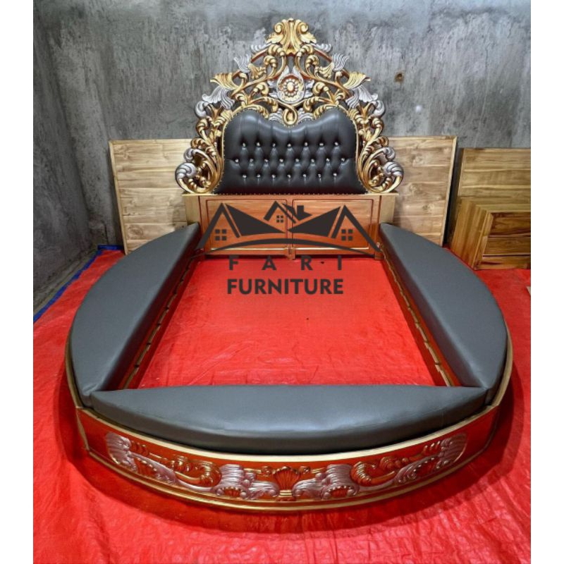 Dipan Tempat Tidur Barong Bulet Ukir Mewah Furniture Jepara