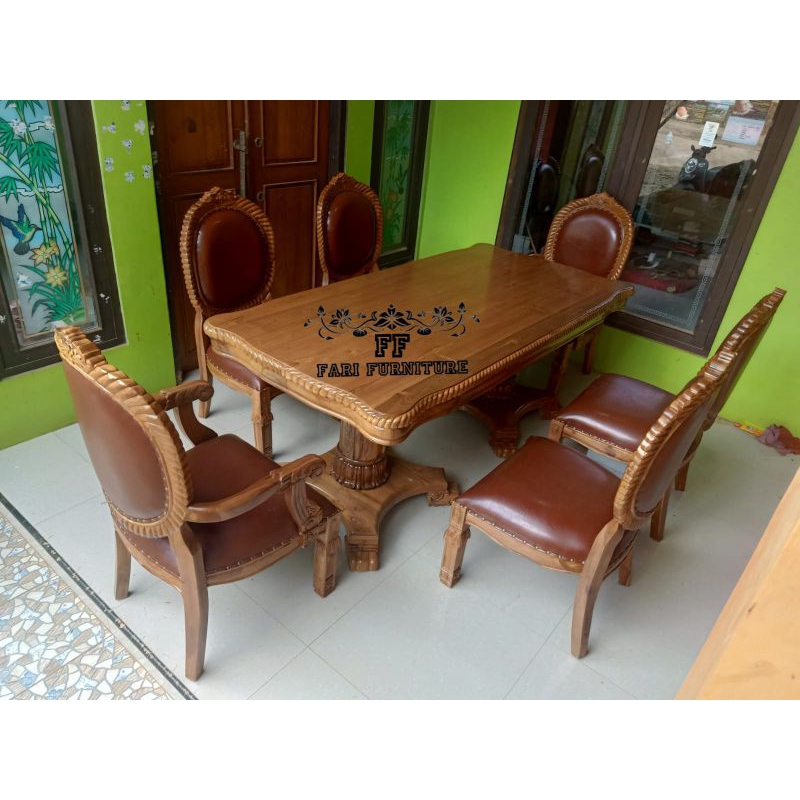 Meja Makan Ukir Mewah Furniture Jepara