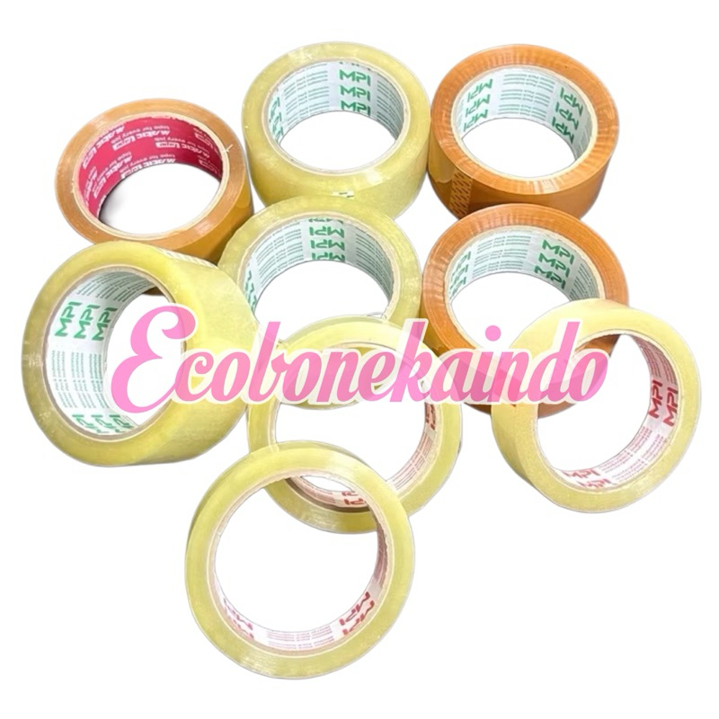 

Lakban bening isolasi MPI lem bening coklat lem selotip lebar 2 inch / 4,5 mm lem bening perekat ecobonekaindo