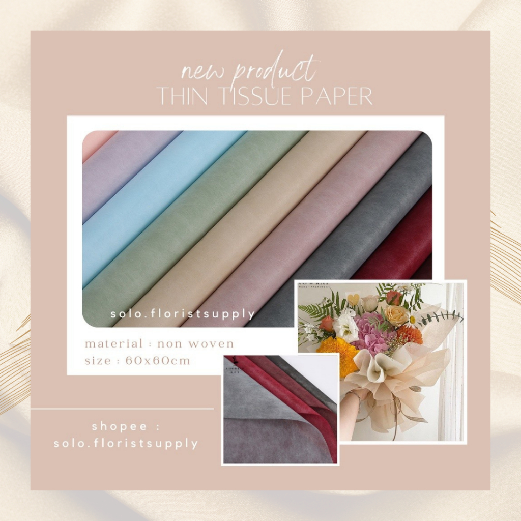 

[ECER] 60X60CM THIN TISSUE PAPER FLOWER WRAPPING PREMIUM NONWOVEN NON WOVEN KERTAS BUKET TEBAL PEMBUNGKUS BUNGA FLOWER WRAPPING CELLOPHANE KERTAS BUKET PEMBUNGKUS BUNGA WRAPPING PAPER CRAFT RUSTIC FLORIST HANDBOUQUET PAPER WATERPROOF FLORALWRAP FLOWER