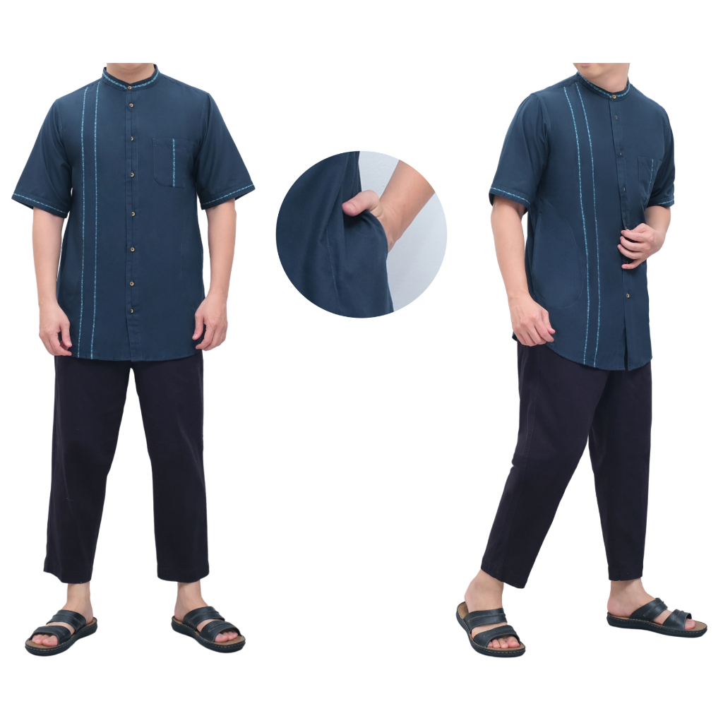 Tokoashshiddiq - [COUPLE] Baju Kemeja Koko Pria Dewasa dan Setelan Celana Kemeja Koko Anak Cowok Usi