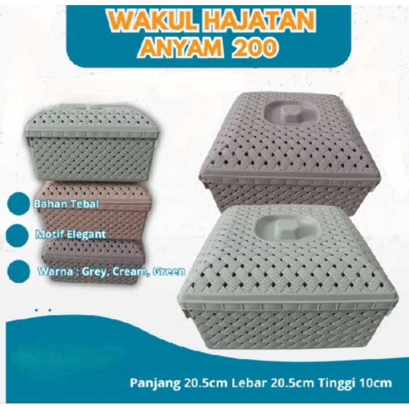 Wakul Anyam 200 MONO+ TUTUP Wakul Keranjang Anyam Hajatan Segi Plastik - Wadah Serbaguna