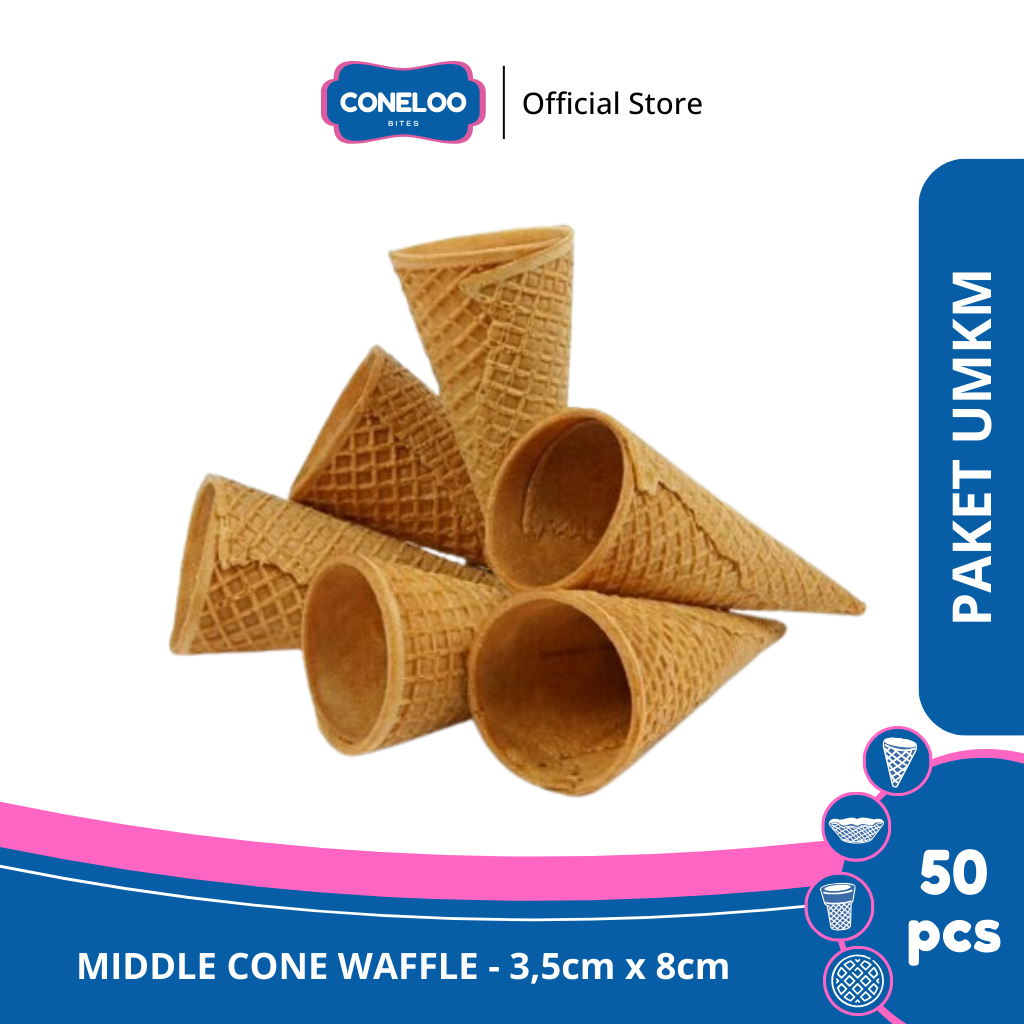 

PAKET UMKM Coneloo Bites Middle Cone Es Krim 3,5cm x 8cm – 50pcs