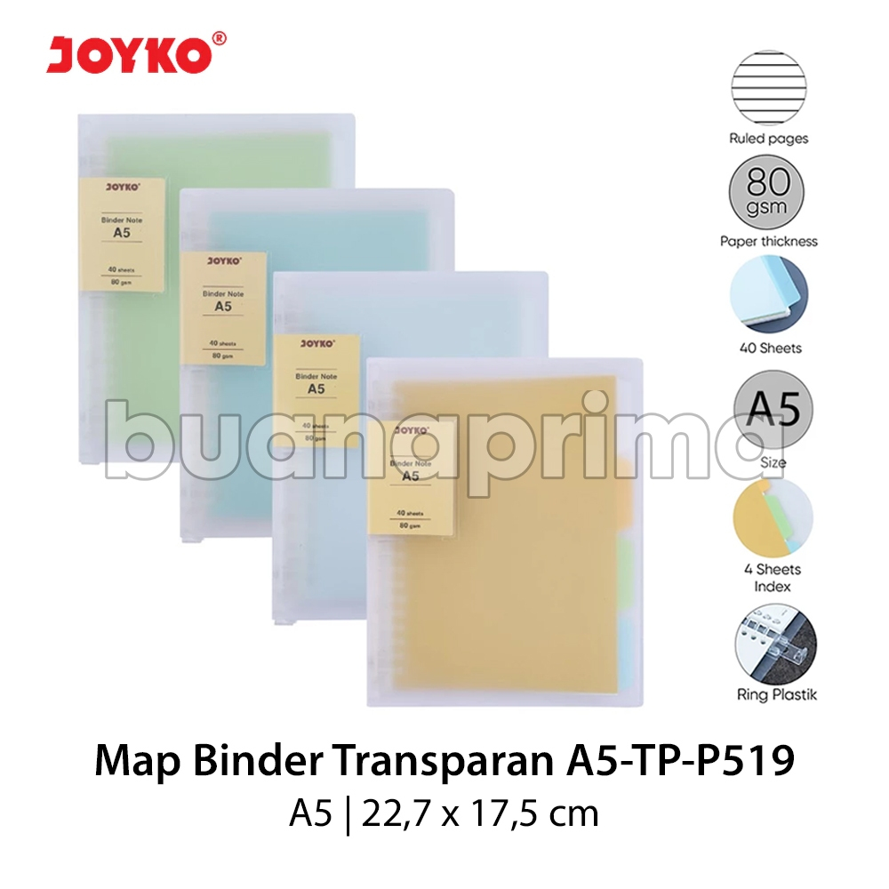 

Map Binder A5 Transparan 20 Holes Joyko Binder Note Loose Leaf A5-TP-P519