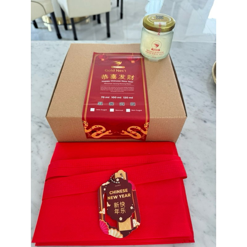 

Hampers pack Imlek Minuman Sarang Burung walet Organic 70ml/100ml/120ml@6btl