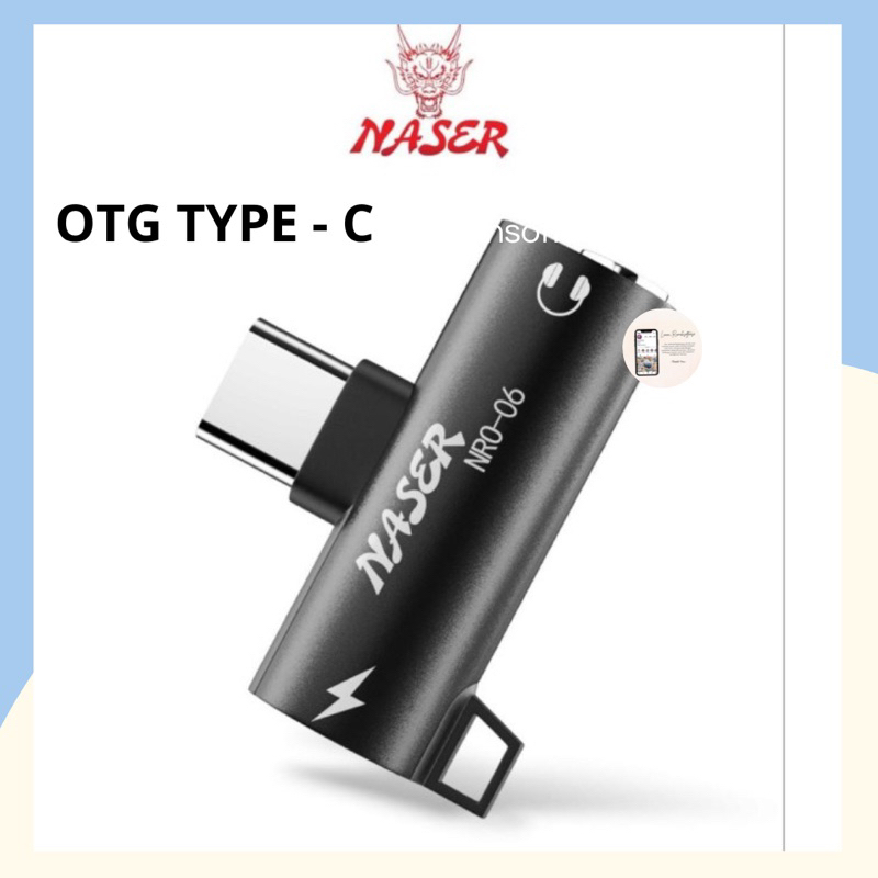 NASER OTG TYPE C TO 3.5MM AUDIO NRO-06 / OTG SPLITER CONVERTER 2in1 Sambungan Headset dan Charger Us