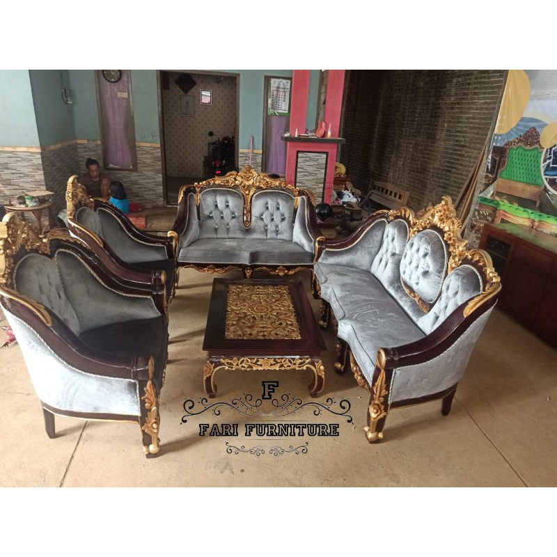 Kursi Tamu Ganesa Ukiran Kerang Royal Jati Murah Furniture Jepara