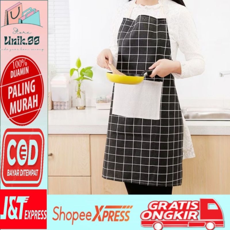 Celemek Masak Celemek Kain Katun Apron Masak