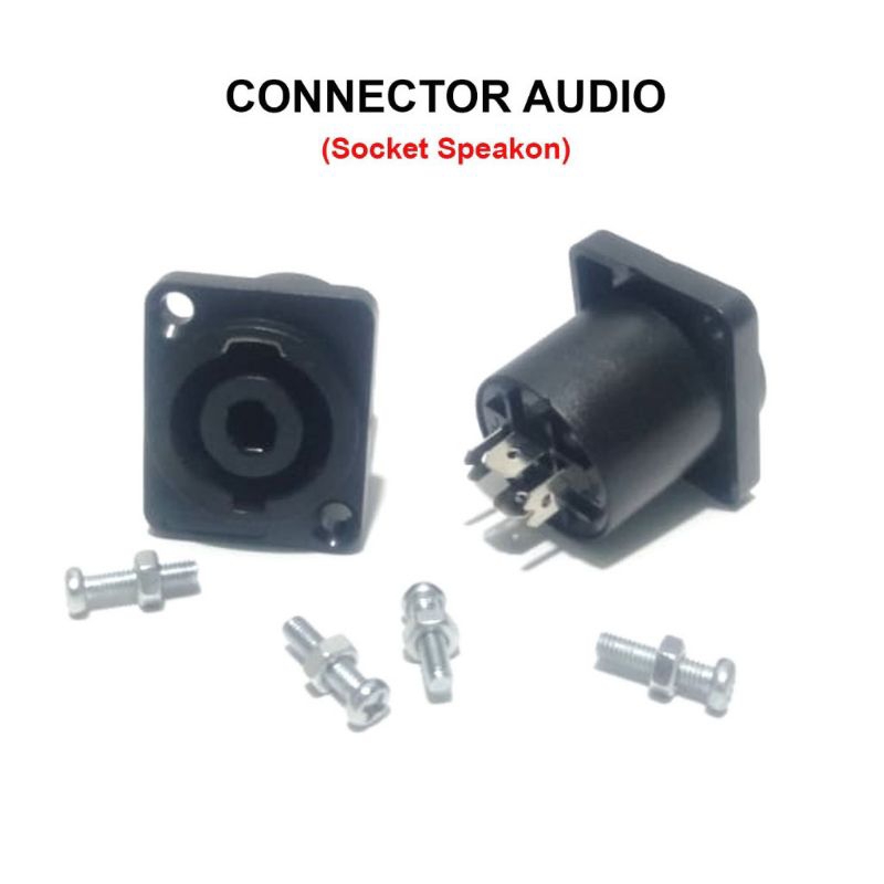 (2pcs) Soket Soket Speakon Speaker Lengkap Mur dan Baut -Jack Audio Connector