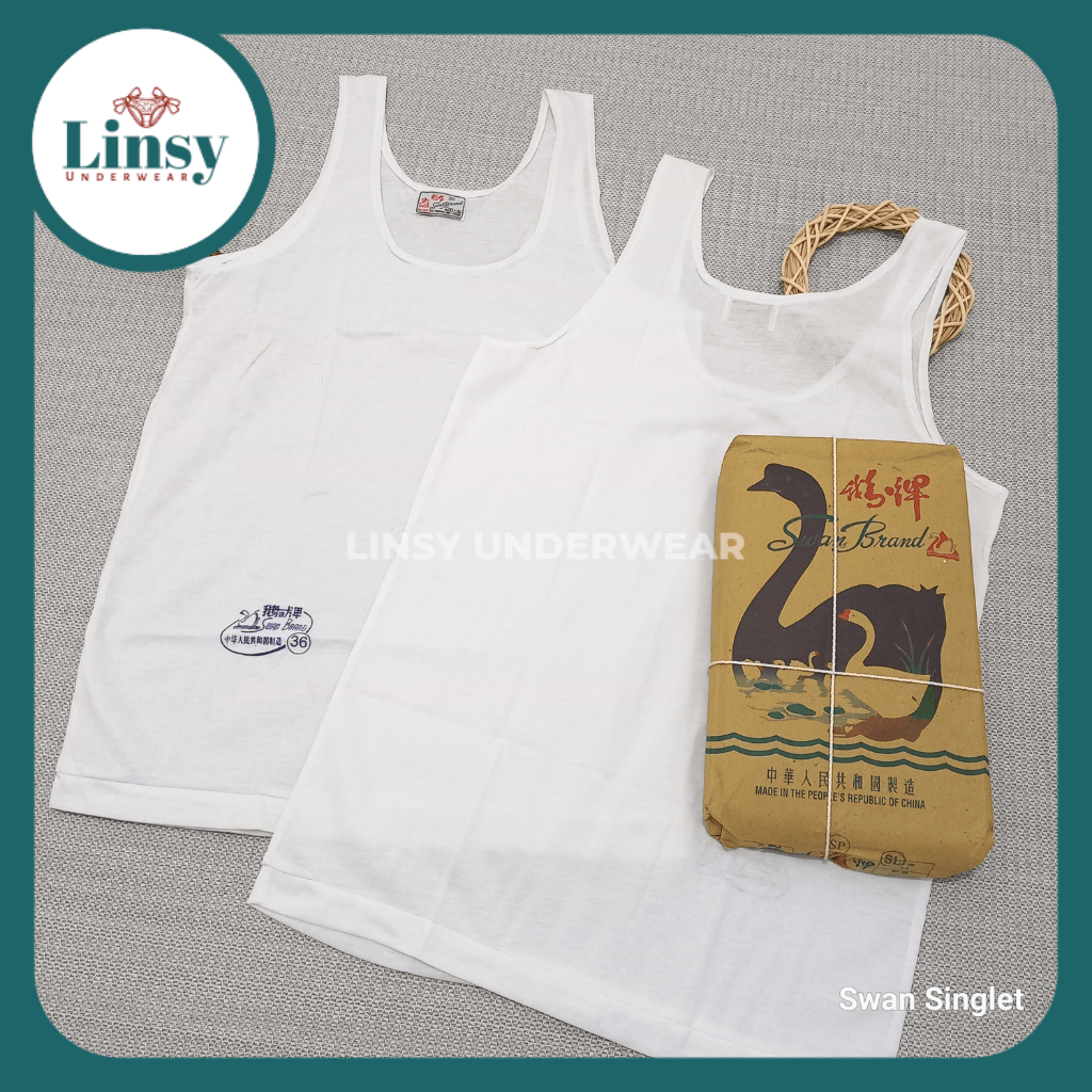 Kaos Singlet Tank Top Dalaman Pria Putih Polos Bapak Swan Brand Adem Nyaman Sehari Hari