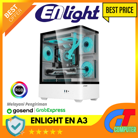 CASING ENLIGHT EN A3 3FAN RGB - mATX GAMING CASE - WHITE
