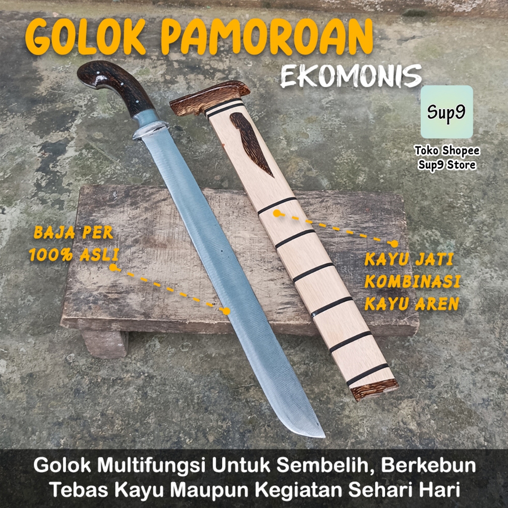 Golok jati dural panjang 55cm baja per golok kerja golok kebun serbaguna