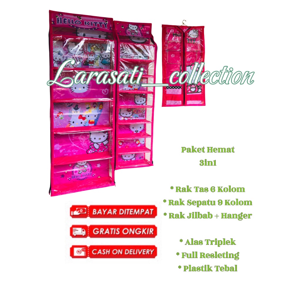 (Alas Triplek) RAK GANTUNG SET HBO 3IN1 RAK TAS + RAK SEPATU + RAK JILBAB ALAS TRIPLEK MURAH