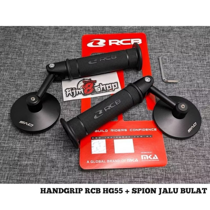 Handgrip RCB Original HG 55 + Spion Jalu Bulat Handgrip RCB Spion Jalu Cembung Universal Motor Spion