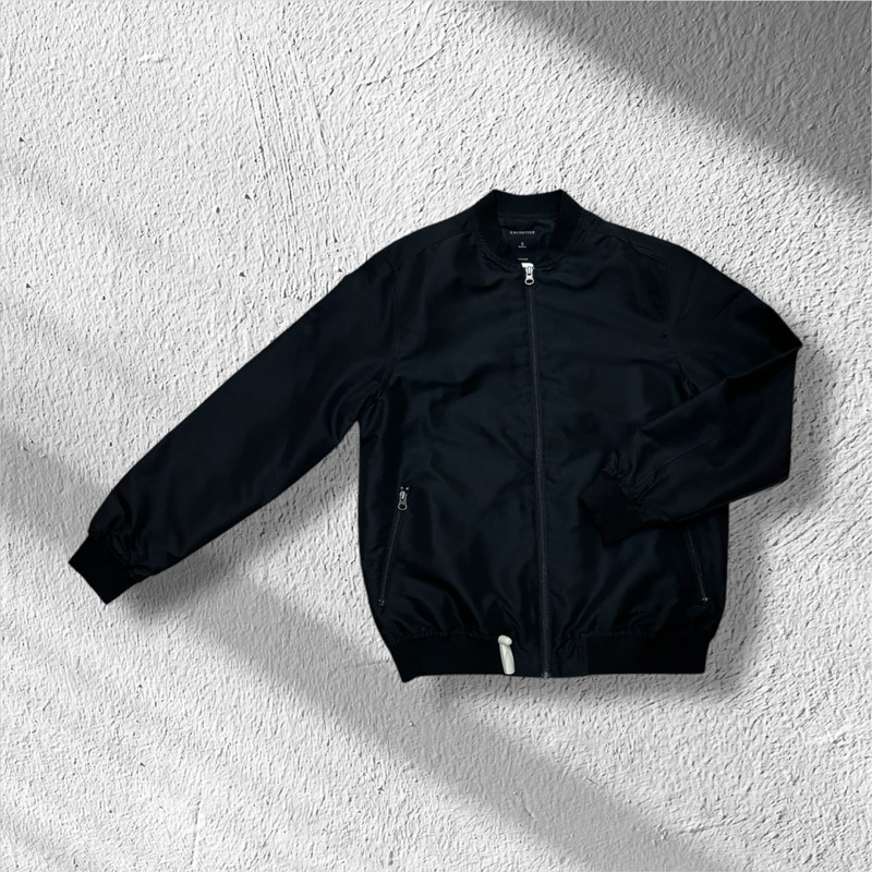 Executive Slim Fit Nylon Bomber Jacket Black