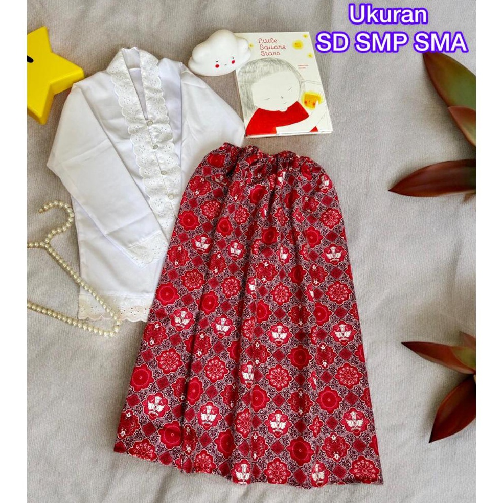 Serbuuuu Setelan Kebaya Anak Putih Merah Hijau Hitam Seragam Sekolah TK SD SMP SMA Pakaian Baju Adat