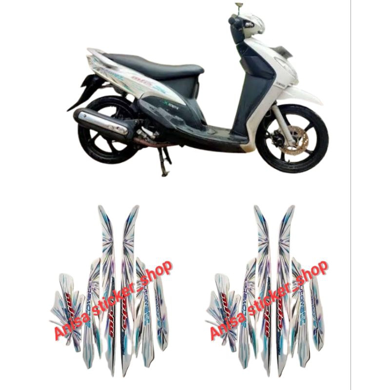 Striping stiker polet lis body yamaha mio sporty 2008 putih full body berkualitas