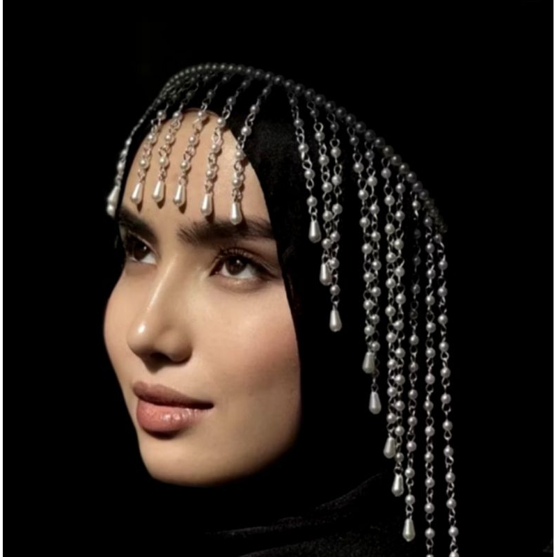 Mahkota Cleopatra Headpiece Cleopatra Aksesoris Mutiara Tetes Mewah