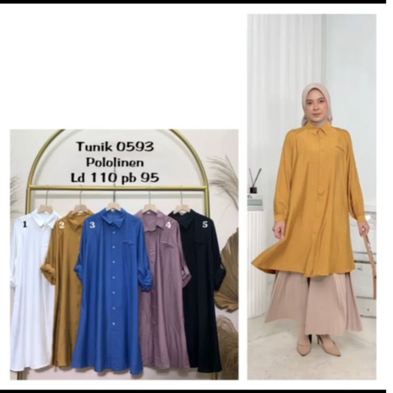 Atasan tunik wanita dewasa 0593 katun polo ld 110 pb 100/tunik katu premium