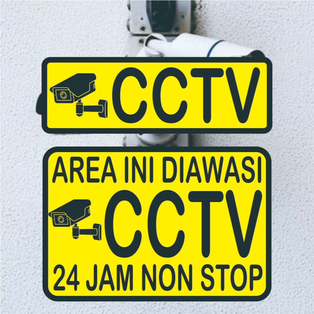 

Sticker Tulisan CCTV Tanda Area Ini Diawasi CCTV 24 Jam Stiker Peringatan Awas Ada cctv Plang Toko