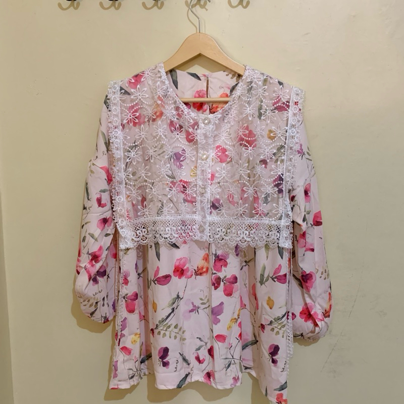 Blouse Vest Bunga Bunga Import Bangkok BKK Oversize Jumbo 2in1 / Blouse Bunga Bunga + Vest Brocade /