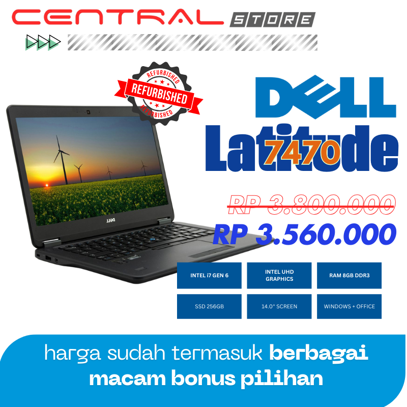 NOTEBOOK DELL E7470 I7 GEN6 8GB 256SSD REFURBISHED