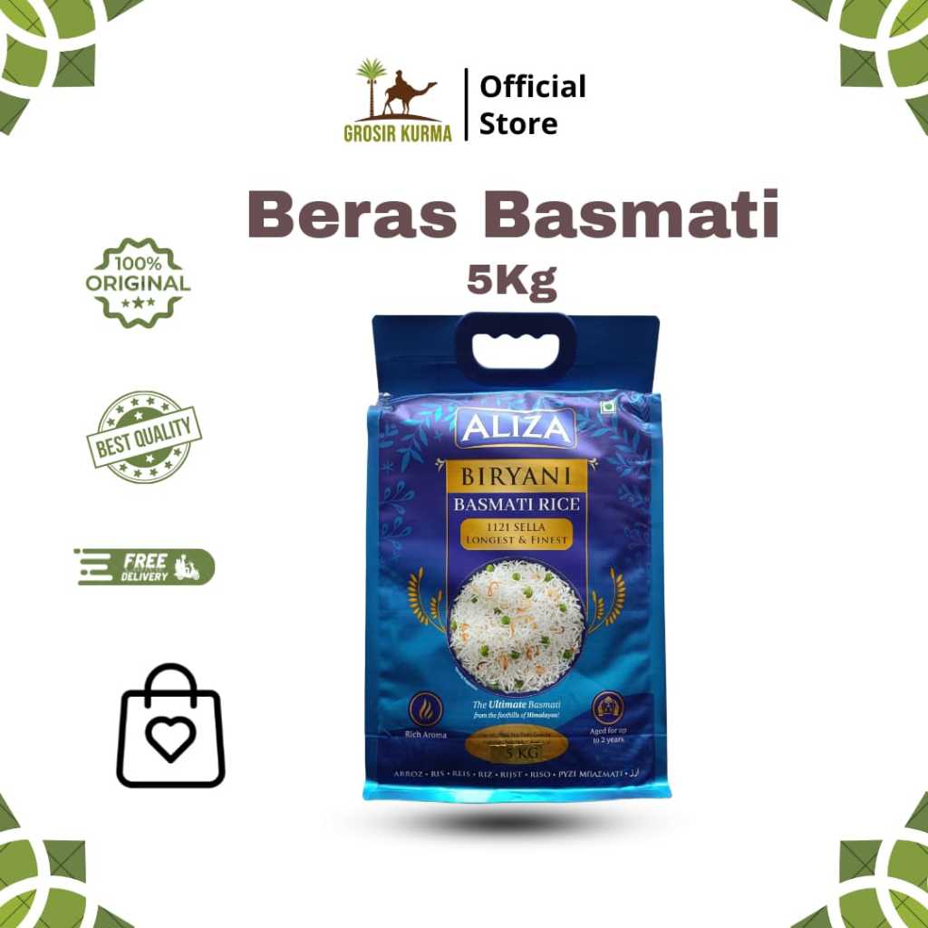

Beras Basmati Aliza Super Premium 5 kg Extra Long Nasi Kebuli Sella Rice
