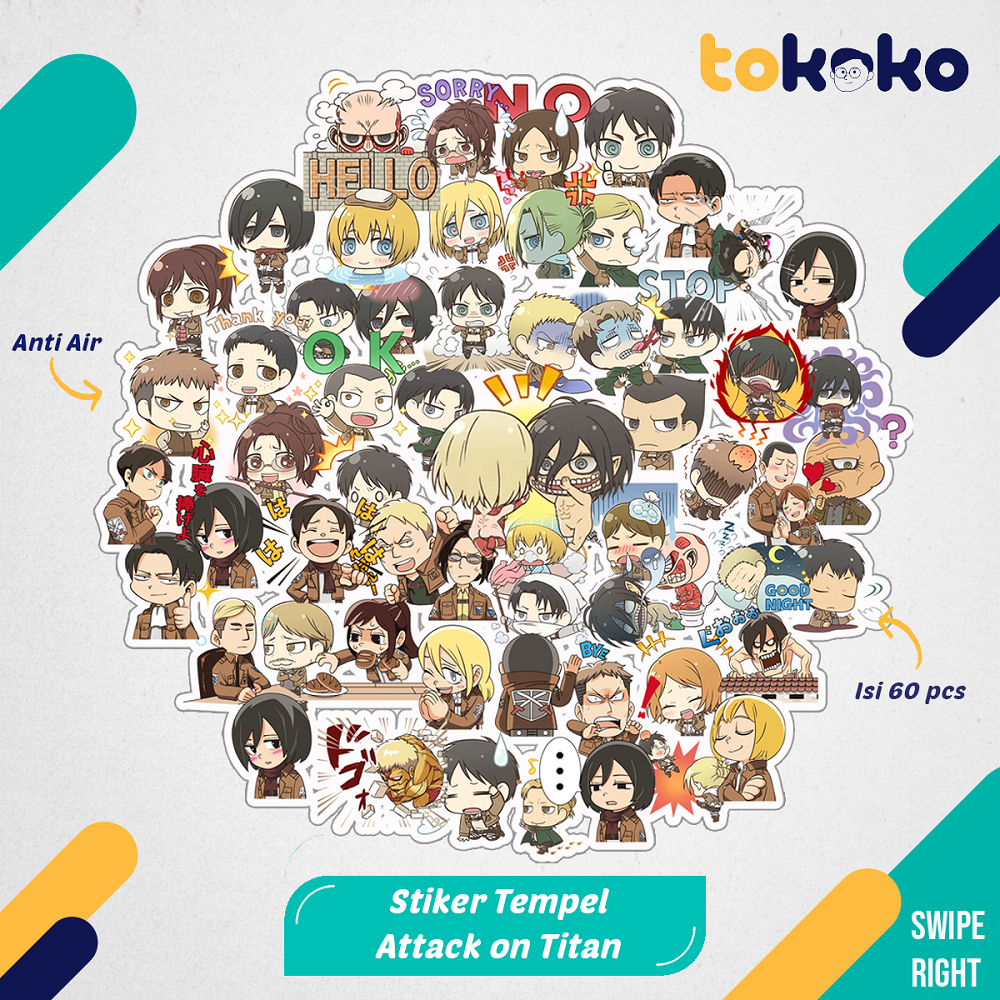 

Stiker Cutting Attack on Titan Anime Paper Vinyl Dekorasi Laptop Koper Tumbler Kulkas DIY