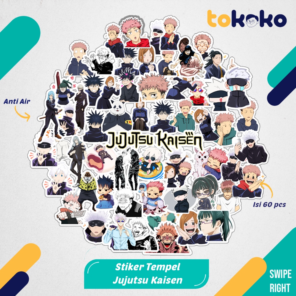 

Stiker Cutting Jujutsu Kaisen Anime Paper Vinyl Dekorasi Laptop Koper Tumbler Kulkas DIY