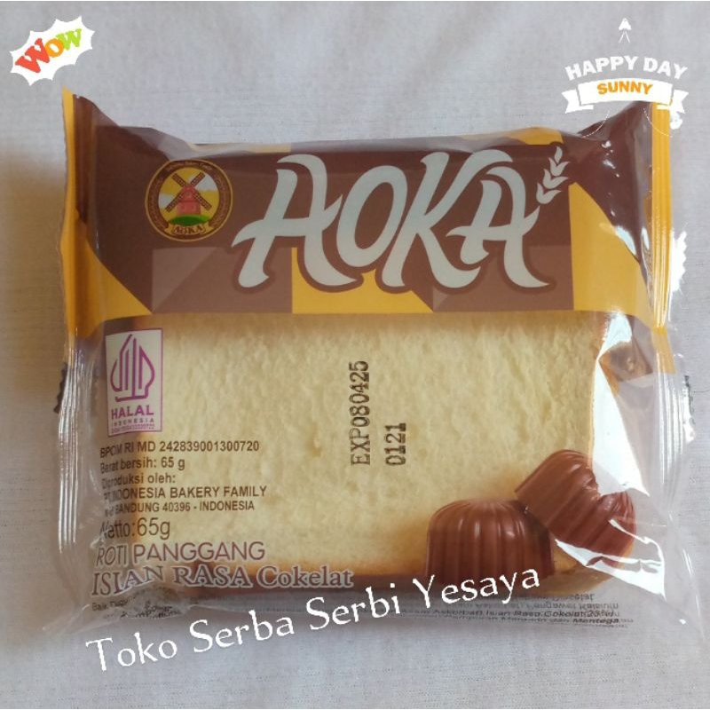 

Aoka Roti Panggang Isian Rasa Durian Stroberi Keju Coklat Nenas Vanila Kelapa Pandan (65gr)