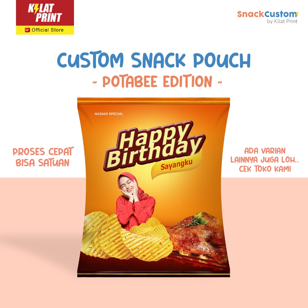 

Snack Custom Foto Teks Bungkus Pouch Jumbo Ala Potabee