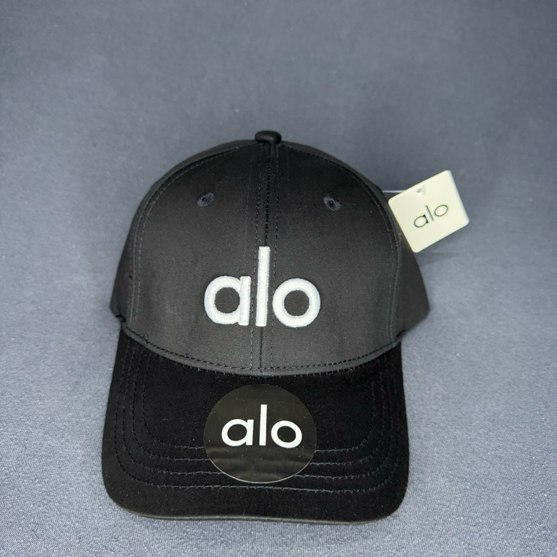 Topi Lari Olahraga ALO Black Logo White Bahan Cotton