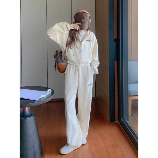 Ready Setelan Jogger Putih Wanita WARM TECH Khusus WINTER AUTUMN Premium