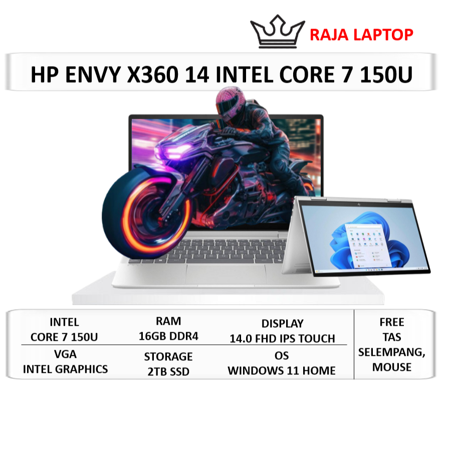 Laptop HP Envy x360 2 in 1 Intel Core 7 Intel Graphics 16GB Ram  2TB SSD Silver Windows 11 Home
